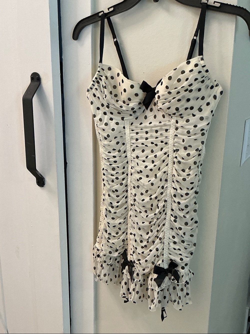 Victoria's Secret White and Black Polka Dot Slip Dress